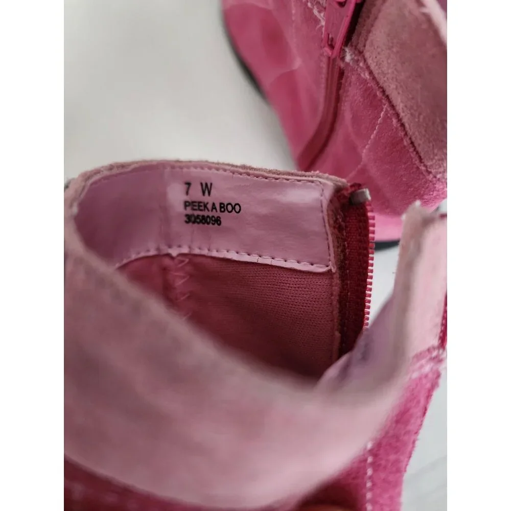 Munchkin Kids Girls Pink Peek A Boo Pink Snow Winter Ankle Boots Size 7W